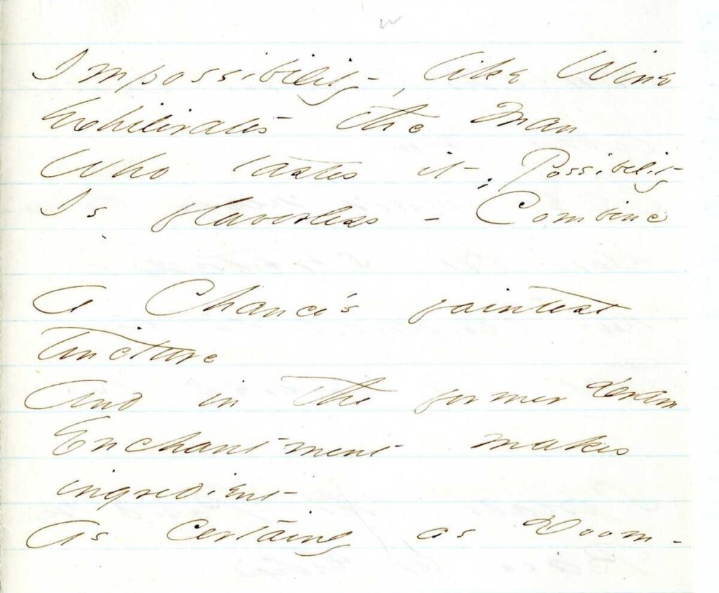 Emily Dickinson, Impossibility, like Wine, Autograph